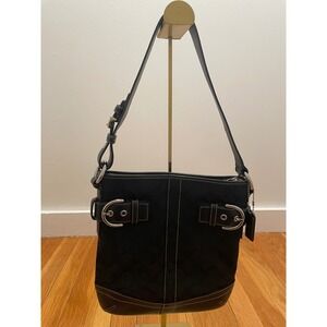 Coach‎ Vintage Soho 3577 Signature C Canvas Leather Trim Shoulder Bag Y2K EUC